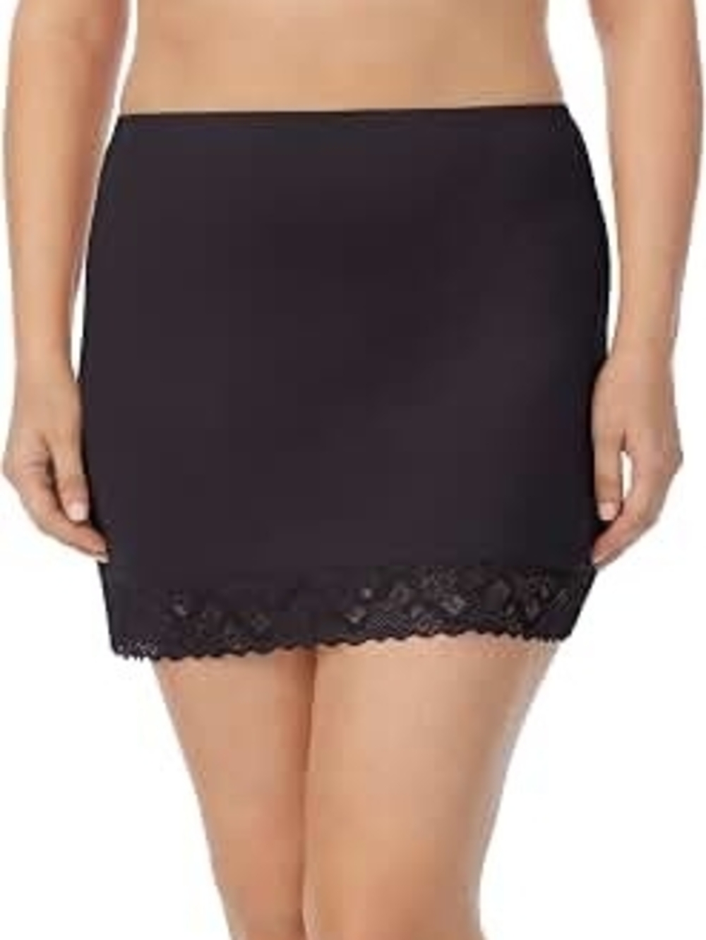 Black Lace-Hem Slip Skirt